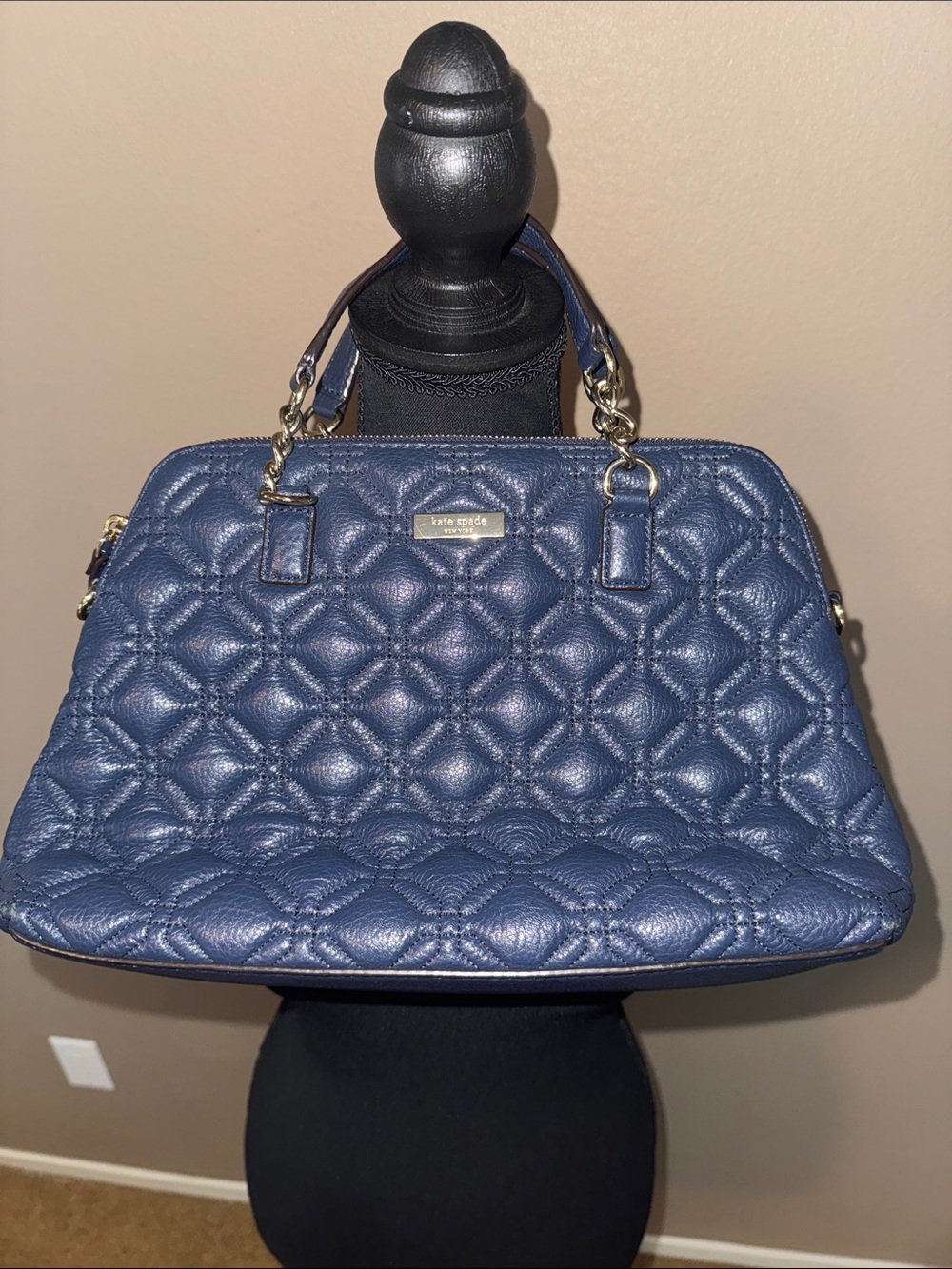 kate spade Quilted Rachelle Navy Blue Leather Top-Handle Satchel